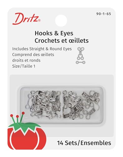 Dritz Hooks & Eyes, 14 Count, Size 1, Nickel-Plated Steel Haken und Ösen, Legierter Stahl von Dritz