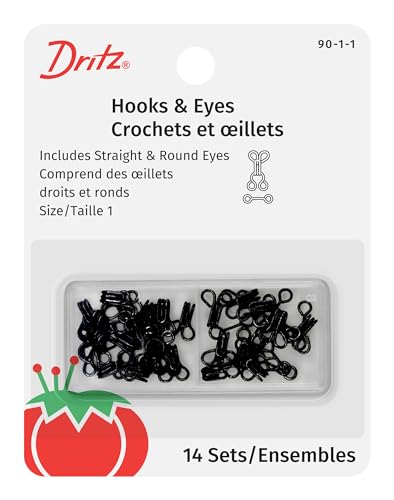 Dritz Hooks & Eyes, 14 Count, Size 1, Black-Steel Haken und Ösen, Stahl, Schwarz, Größe 1 von Dritz
