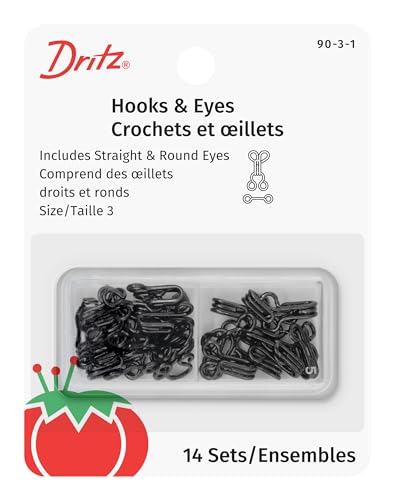 Dritz Hooks & Eyes Haken und Ösen, Legierter Stahl, Schwarz, Größe 3 von Dritz