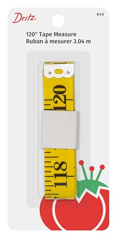 Dritz Quilters 120 in Tape Measure Nähzubehör, gelb, 3/4" x 120" von Dritz