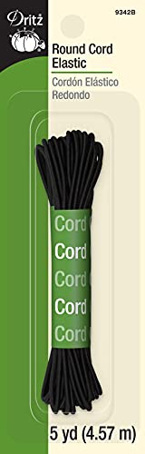 Dritz Round Cord Elastic Elastisches Band, schwarz, 0.06 inches, 15 von Dritz