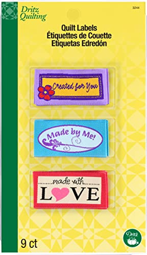 Dritz Sew-On Woven Quilt Labels Aufnäher Etiketten, Mehrfarbig, 9 von Dritz