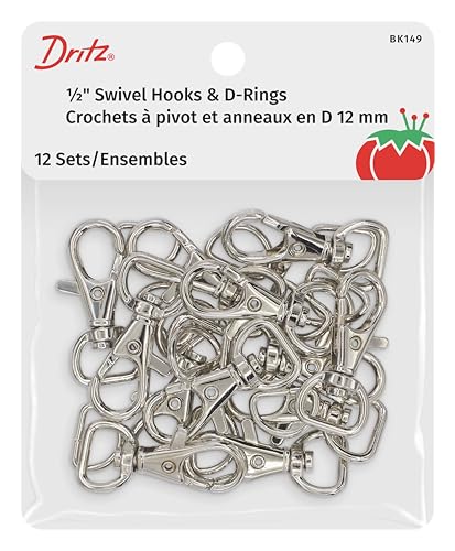 Dritz Swivel Hooks & D Rings 1/2in Nickel Bag & Tote Accessories, 1/2", 12ct von Dritz