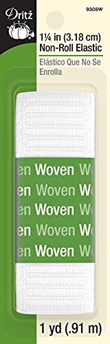 Dritz 1-1/4" Non-Roll Elastic, White Elastisch, Polyester, Weiß, 1-1/4-Inch by 1-Yard, 3 von Dritz