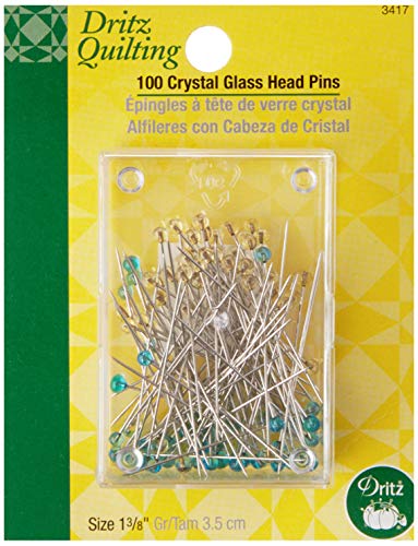 Dritz Quilting 1-3/8" Crystal Glass Head Pins Gerade Stifte, Glas, Blau/Gelb, 1-3/8-Inch von Dritz