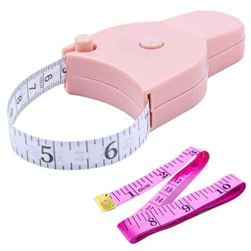 Maßband für Körpermessung, 150 cm, einziehbares Messwerkzeug, selbstspannend, präzises Taillenbandmaß für Fitness, Schneider, Nähen, Kleidung, 2 Stück von Drokenle