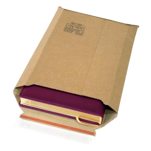 25 Versandtaschen Format A5+ aus Mikro-Wellpappe 200 x 280 mm Dehnbar bis 5 cm Höhe ideal für DIN A5+ Karton 450 Gramm/m2 braun Haftklebung (PS.402|A5+) von DronePost