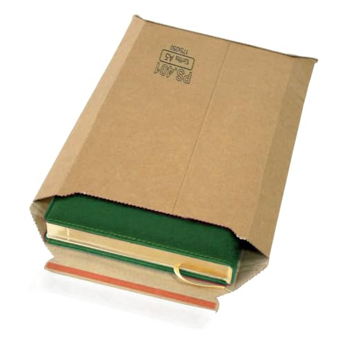 25 Versandtaschen Format A5 aus Mikro-Wellpappe 175 x 250 mm Dehnbar bis 5 cm Höhe ideal für DIN A5 Karton 450 Gramm/m2 braun Haftklebung (PS.401|A5) von DronePost