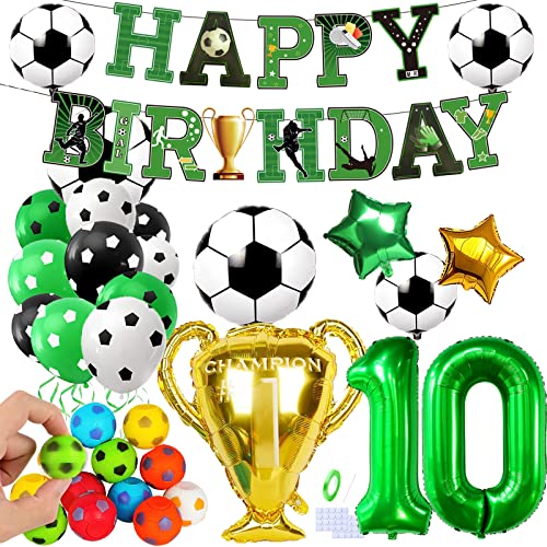 Fußball Geburtstag Luftballons Dekoration, Geburtstagsdeko Junge 10 Jahre, Fussball Party Deko Set für Kindergeburtstag, Fußball Kindergeburtstag Party von Drookaen
