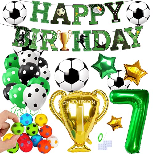 Fußball Geburtstag Luftballons Dekoration, Geburtstagsdeko Junge 7 Jahre, Fussball Party Deko Set für Kindergeburtstag, Fußball Kindergeburtstag Party von Drookaen