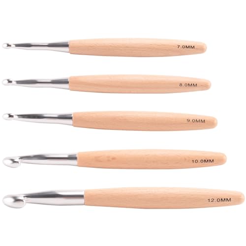 Dropfree Großes Häkelnadel-Set mit Aus Buchenholz, Häkelnadeln für Grobes Garn, Größe 7 Mm, 8 Mm, 9 Mm, 10 Mm, 12 Mm, Langlebig, Einfach zu Verwenden Dropfree Großes Häkelnadel-Set mit Aus Buchenholz, Häkelnadeln für Grobes Garn, Größe 7 Mm, 8 Mm, 9 Mm, 10 Mm, 12 Mm, Langlebig, Einfach zu Verwenden von Dropfree