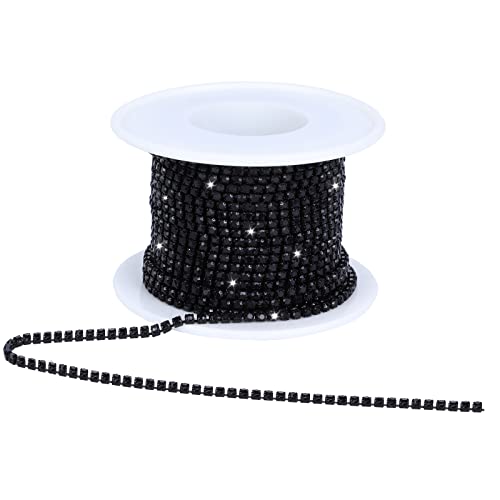 Dropower Kristall-Strass-Kettenbesatz, 9,1 m/Rolle mit 2 mm Strass-Banding-Klauen-Kette zum Nähen, Basteln, DIY-Dekoration, Schmuck, Kleidung, Schuhe, Schwarz von Dropower