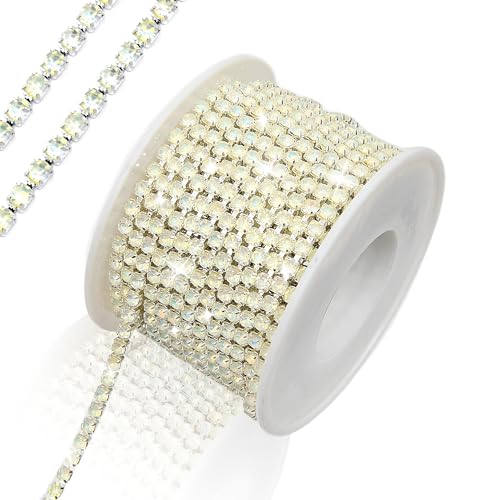 Strass-Kette, 3 mm, 9,1 m, 1 Rolle Strass-Kette, für Bastelarbeiten, Hochzeitsdekoration, Kristallkrallenkette, zum Aufnähen von Kleidung, Schuhen (SS12/Hellgelb) von Dropower