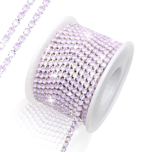 Strass-Kette, 3 mm, 9,1 m, 1 Rolle Strass-Kette, für Bastelarbeiten, Hochzeitsdekoration, Kristallkrallenkette, zum Aufnähen von Kleidung, Schuhen (SS12/Hellviolett) von Dropower