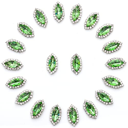 Strasssteine zum Aufnähen, Pferdeauge, Glas-Strasssteine, flache Rückseite, Verzierungen mit Diamant, 11x20 mm, Klauen-Strasssteine, für Bastelarbeiten, Kleider, Taschen, Schuhe, hellgrün, 20 Stück Strasssteine zum Aufnähen, Pferdeauge, Glas-Strasssteine, flache Rückseite, Verzierungen mit Diamant, 11x20 mm, Klauen-Strasssteine, für Bastelarbeiten, Kleider, Taschen, Schuhe, hellgrün, 20 Stück von Dropower