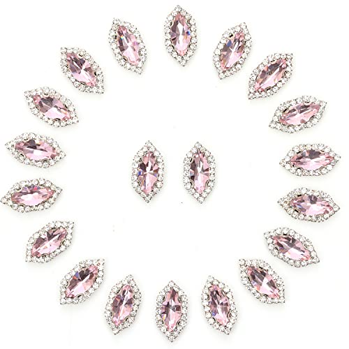 Strasssteine zum Aufnähen, Pferdeauge, Glas-Strasssteine, flache Rückseite, Verzierungen mit Diamant, 11x20 mm, Krallen-Strass, für Bastelarbeiten, Kleider, Taschen, Schuhe, Rosa, 20 Stück Strasssteine zum Aufnähen, Pferdeauge, Glas-Strasssteine, flache Rückseite, Verzierungen mit Diamant, 11x20 mm, Krallen-Strass, für Bastelarbeiten, Kleider, Taschen, Schuhe, Rosa, 20 Stück von Dropower