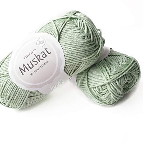 100% Baumwollgarn zum Stricken und Häkeln, 3 oder leicht, DK, Kammgewicht, Drops Muskat, 51 g, 109 Yards pro Knäuel (20 Light Mint) von Drops