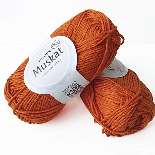 100% Baumwollgarn zum Stricken und Häkeln, 3 oder leicht, DK, Kammgewicht, Drops Muskat, 51 g, 109 Yards pro Knäuel (49 Dark Orange) von Drops