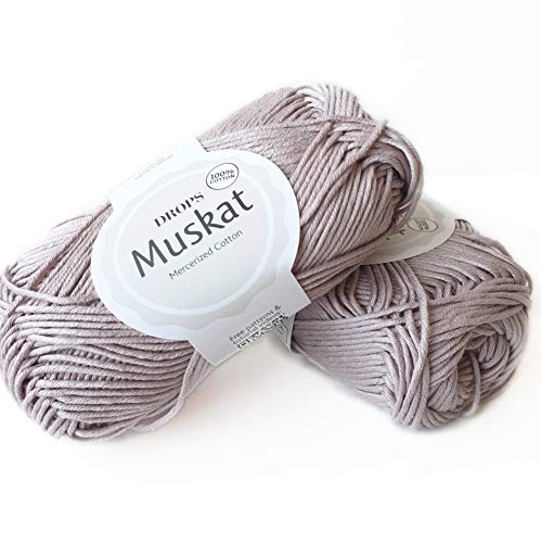 100% Baumwollgarn zum Stricken und Häkeln, 3 oder leicht, DK, Kammgewicht, Drops Muskat, 51 g, 90 Meter pro Knäuel (82 Silberfuchs) von Drops