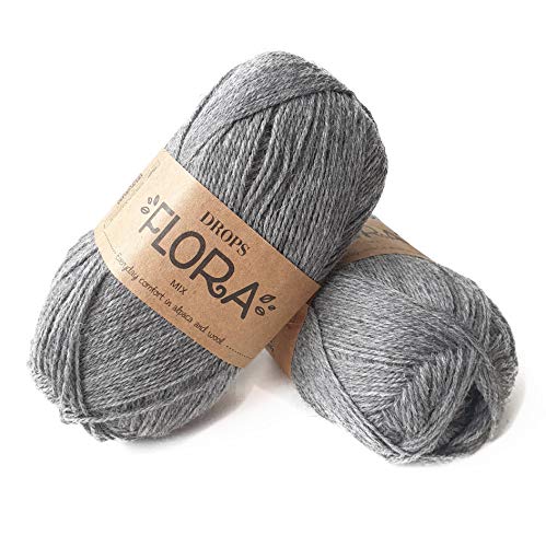 65 % Wolle 35 % Alpaka Garn, Tropfen Flora, 1 oder Superfine, Griffgewicht, 4-lagig, 230 Yards pro Knäuel 04 Mittelgrau von Drops