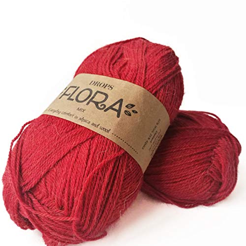 65 % Wolle 35 % Alpaka Garn, Tropfen Flora, 1 oder Superfine, Griffgewicht, 4-lagig, 230 Yards pro Knäuel 18 Rot 65 % Wolle 35 % Alpaka Garn, Tropfen Flora, 1 oder Superfine, Griffgewicht, 4-lagig, 230 Yards pro Knäuel 18 Rot von Drops