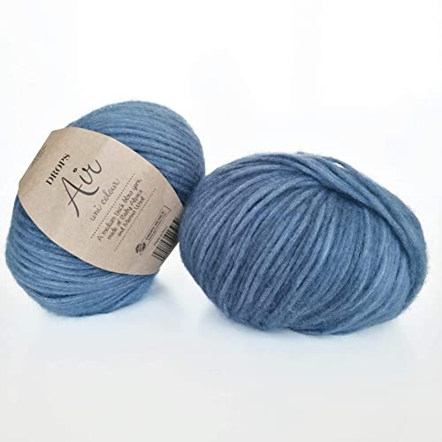 Baby-Alpaka und Merinowolle, Kammgarn, Aran, Tropfen AIR, 51 g, 164 Yards (17 Denimblau) von Drops