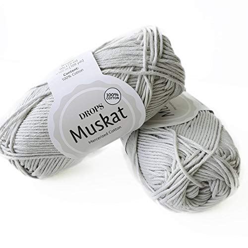 Drops Muskat - Light Grey (19) - 100% Mercerized Egyptian Cotton Yarn - Garn - Baumwolle - 100 m - 50 g von Drops