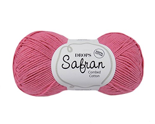 Garn aus 100% ägyptischer Baumwolle, zum Stricken und Häkeln, Tropfen Safran, Sportgewicht, 2 - fein, 5-lagig, 51 g, 170 m (02 Pink) von Drops