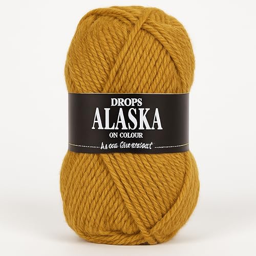 Kammgarn aus 100 % Wolle, Alaska, 4 – Medium, Aran, 450 g Knäuel – 77 Yards 58 Senf von Drops