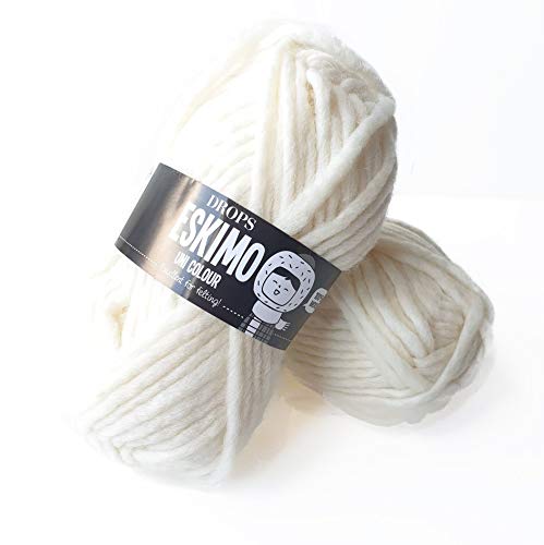 Strickgarn, reine Wolle, einsträngig, sehr sperrig, 50 g / 45 m pro Knäuel (01 Off White) von Drops