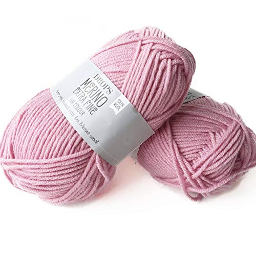 Superwash 100 % Merinowolle zum Stricken und Häkeln, 3 oder leicht, DK, leichtes Kammgewicht, Tropfen Merino extrafein, 51 g, 115 Meter pro Knäuel (25 Pink) von Drops