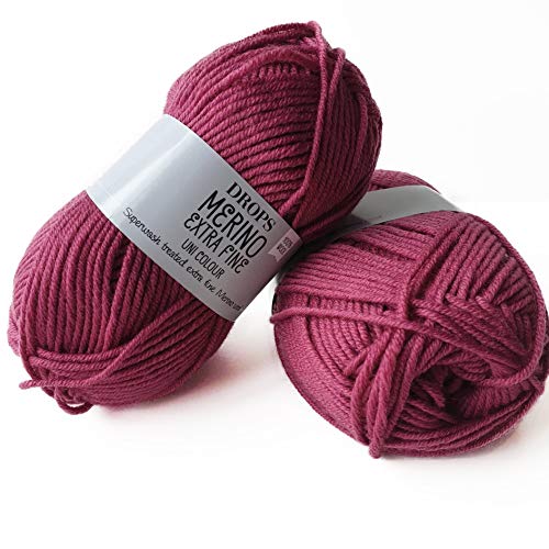 Superwash 100 % Merinowolle zum Stricken und Häkeln, 3 oder leicht, DK, leichtes Kammgewicht, Tropfen Merino extrafein, 51 g, 115 Meter pro Knäuel (34 Heather) von Drops