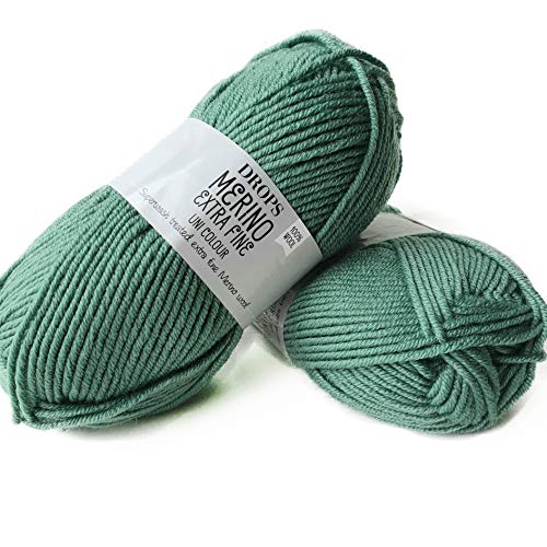 Superwash 100% Merinowolle zum Stricken und Häkeln, 3 oder leicht, DK, leichtes Kammgewicht, Tropfen Merino extrafein, 51 g pro Knäuel, 115 Yards pro Knäuel (31 Forest Green) von Drops