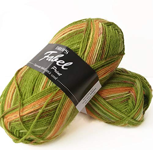 Superwash Socken-Wollmischung, buntes Garn, Tropfen Fabel, 1 oder Superfein, Griffgewicht, 4-lagig, 51 g, 224 Meter pro Knäuel (151 Guacamole) von Drops