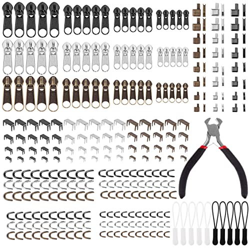 275-teiliges Reißverschluss-Reparatur-Set, Ersatz-Reißverschluss-Schieber-Set mit Reißverschluss, Reißverschluss, Kopf, Schieber, Verlängerung, Installationszange, Schlafsack, Rucksack von Droutti