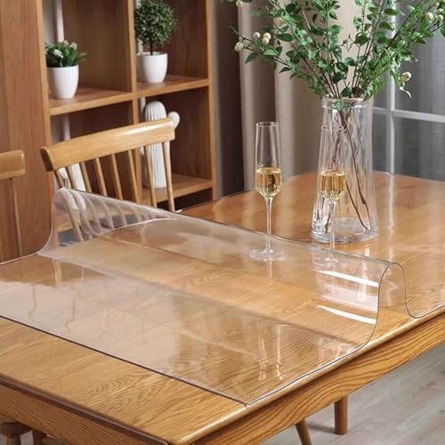 Tischdecke, 2 mm dick, wasserdicht, transparent, abwischbar, rechteckiger Tischschutz aus PVC-Kunststoff für Büro, Zuhause, Schreibtisch(60x80cm) von Drsyffsup