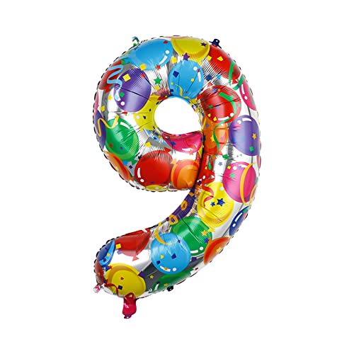 Drucilla Zahlen Luftballons Geburtstag Mädchen Junge 100cm Ballons Zahl 40 Zoll Folienballon 9 für Hochzeit Babyparty Jubiläum Geburtstagsdeko - Fliegt mit Helium von Drucilla