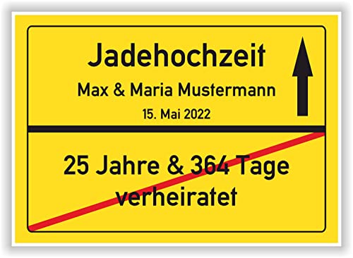 Geschenk Jadehochzeit Ortsschild Bild personalisiert Jade Hochzeit 26 Hochzeitstag Mann Frau Ehepaar von Druck-Geschenk