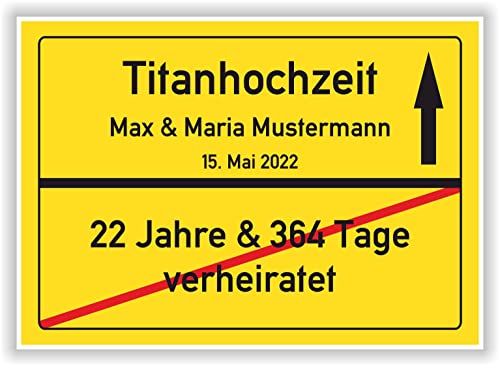 Geschenk Titanhochzeit Ortsschild Bild personalisiert Titan Hochzeit 23 Hochzeitstag Mann Frau Ehepaar von Druck-Geschenk