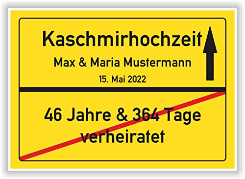 Kaschmirhochzeit Geschenk Ortsschild Bild personalisiert Kaschmir Hochzeit 47 Hochzeitstag Mann Frau Ehepaar von Druck-Geschenk