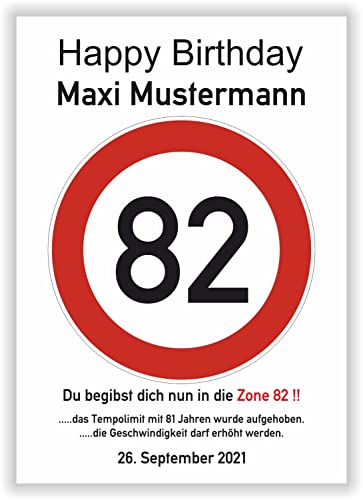 persönliches Geschenk 82 Geburtstag Geschenkidee Oma Opa lustiges Geburtstagsgeschenk - Happy Birthday - 82 Jahre Verkehrszeichen Party Deko personalisiertes Bild persönliches Geschenk 82 Geburtstag Geschenkidee Oma Opa lustiges Geburtstagsgeschenk - Happy Birthday - 82 Jahre Verkehrszeichen Party Deko personalisiertes Bild von Druck-Geschenk
