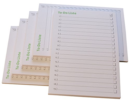 10x To-Do Liste - Notizblock für bessere Organisation und mehr Zeit - 50 Blatt, 12 x 16,8 cm, Schwarz/Grün bedruckt (22338) von Druckerei Scharlau