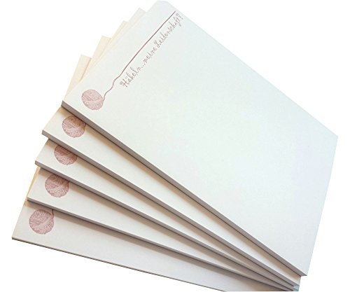 3x Notizblock"Häkeln" blanko - je Block 50 Blatt, 12 x 16,8 cm, Rot bedruckt (22579) von Druckerei Scharlau