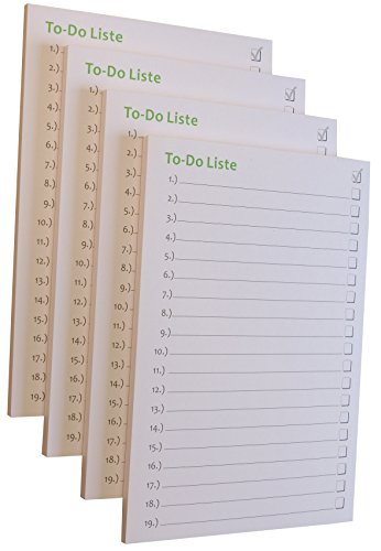 3x To-Do Liste - Notizblock für bessere Organisation und mehr Zeit - 50 Blatt, 12 x 16,8 cm, Schwarz/Grün bedruckt (22338) von Druckerei Scharlau