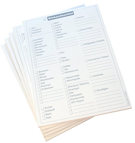 Druckerei Scharlau 8x Einkaufszettelblock Einkaufsliste in Grau - Einkaufszettel - 50 Blatt, DIN A5-50 Blatt (22213) von Druckerei Scharlau