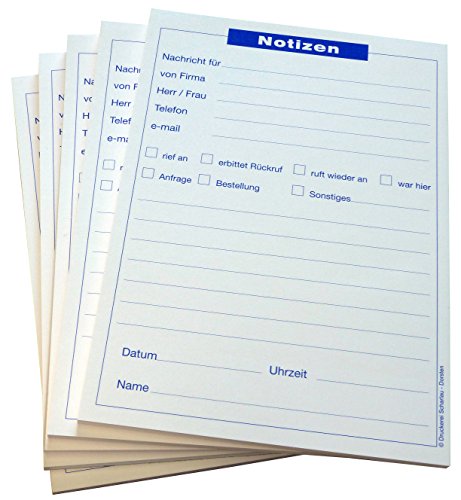 Druckerei Scharlau 8x Notizblocks Telefonnotiz in Blau - Notizen - 50 Blatt, DIN A5, Qualitäts-Offset-Papier 80g/m² (22201) von Druckerei Scharlau