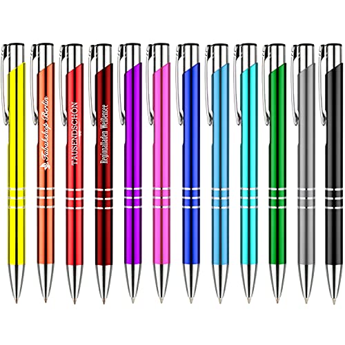 Druckspezialist 10 Stück Metall Kugelschreiber KING farbig gemischt mit Gravur Lasergravur alle gleiche Gravur von Druckspezialist