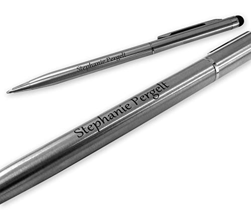 Druckspezialist 2 in 1 Touchpen Kugelschreiber Edelstahl Anna mit Wunsch - Lasergravur 1 Stück von Druckspezialist