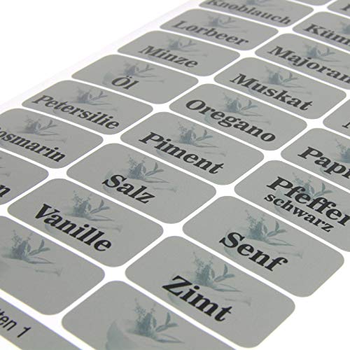 Druckspezialist 99 Silberne Gewürzetiketten Vorratsetiketten (Teil 1 + 2 + 3), Etiketten, Gewürze, Aufkleber, Gewürzaufkleber 33 x 17 mm von Druckspezialist