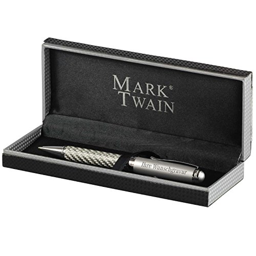 Druckspezialist Kugelschreiber Mark Twain Columbia im Carbon-Design mit Gravur, Namen von Druckspezialist